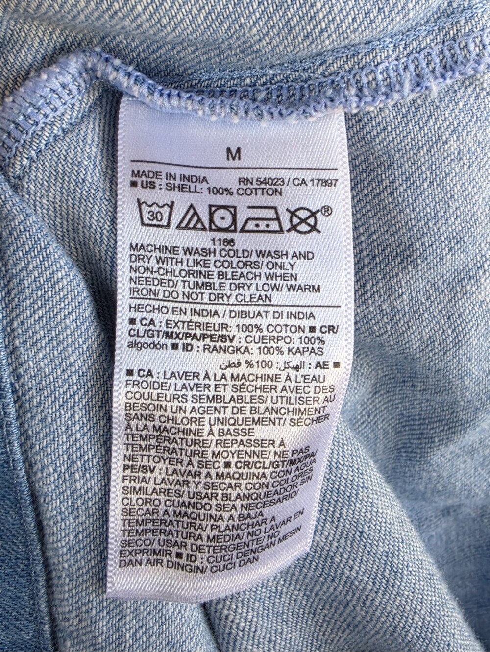 Old Navy Blue Chambray Tie-Front Puff Sleeve Dress - Picture 5 of 7